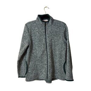 Stan Herman Womens Full-Zip Heathered Jacket M/M Gray & Green 100% Polyester